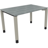 Schreibtisch all in one 1.200 x 680-820 x 800 mm (B x H x T) Vierfuß Quadratrohr beton hell