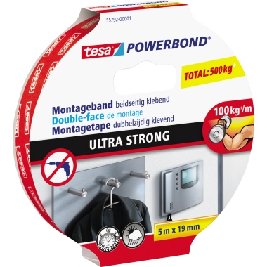 tesa® Montageklebeband Powerbond® Ultra Strong 19 mm x 5 m (B x L) Produktbild pa_produktabbildung_1 S