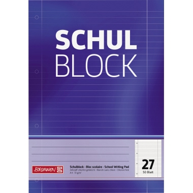 BRUNNEN Schulblock liniert mit Rand innen/außen Lineatur 27 Produktbild pa_produktabbildung_1 S