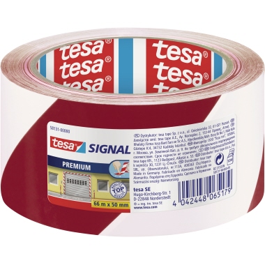 tesa® Signalklebeband Premium rot/weiß Produktbild