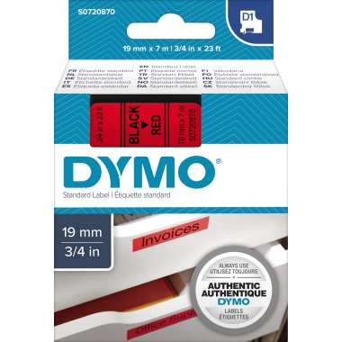 DYMO® Schriftbandkassette D1 19 mm x 7 m (B x L) rot schwarz Produktbild