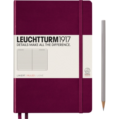 LEUCHTTURM Notizbuch Medium Hardcover liniert port red Produktbild pa_ohnedeko_1 S