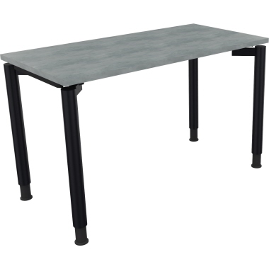Schreibtisch all in one 1.200 x 680-820 x 600 mm (B x H x T) Vierfuß Rundrohr beton hell anthrazit metallic Produktbild