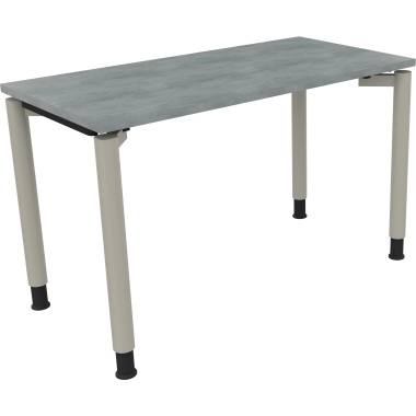 Schreibtisch all in one 1.200 x 680-820 x 600 mm (B x H x T) Vierfuß Rundrohr beton hell silberaluminium Produktbild