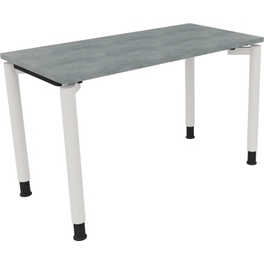 Schreibtisch all in one 1.200 x 680-820 x 600 mm (B x H x T) Vierfuß Rundrohr beton hell verkehrsweiß Produktbild