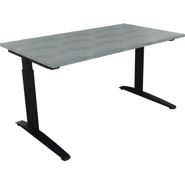 Schreibtisch all in one 1.400 x 650-850 x 800 mm (B x H x T) Flachkufe Quadratrohr beton hell anthrazitmetallic Produktbild