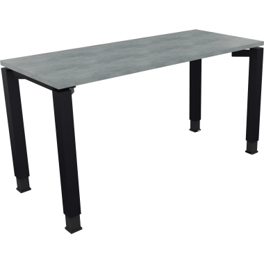 Schreibtisch all in one 1.400 x 680-820 x 600 mm (B x H x T) Vierfuß Quadratrohr beton hell anthrazitmetallic Produktbild