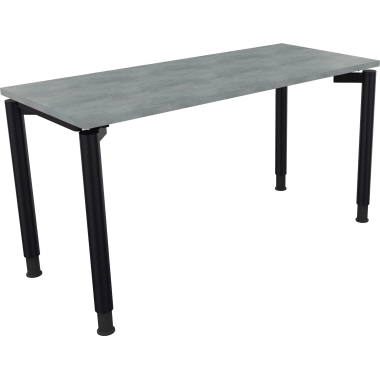 Schreibtisch all in one 1.400 x 680-820 x 600 mm (B x H x T) Vierfuß Rundrohr beton hell anthrazitmetallic Produktbild