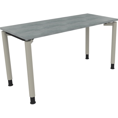 Schreibtisch all in one 1.400 x 680-820 x 600 mm (B x H x T) Vierfuß Rundrohr beton hell silberaluminium Produktbild