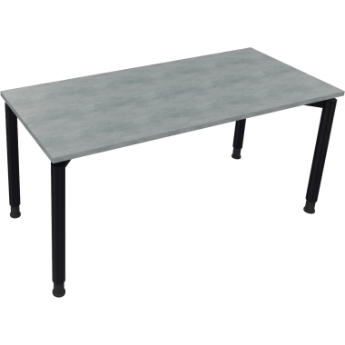 Schreibtisch all in one 1.600 x 680-820 x 700 mm (B x H x T) Vierfuß Rundrohr beton hell anthrazit metallic Produktbild pa_produktabbildung_1 L