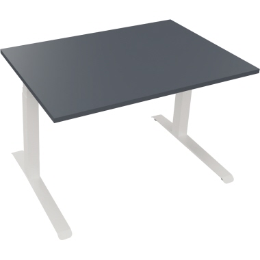 Schreibtisch all in one 1.200 x 645-1.275 x 800 mm (B x H x T) lavagrau verkehrsweiß Produktbild