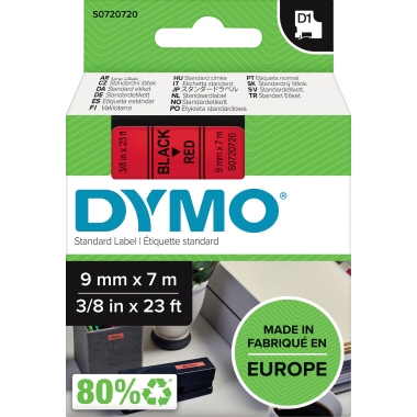 DYMO® Schriftbandkassette D1 9 mm x 7 m (B x L) schwarz rot Produktbild pa_produktabbildung_2 S