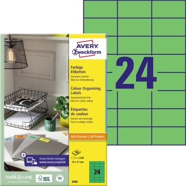 Avery Zweckform Universaletikett 70 x 37 mm (B x H) grün Produktbild