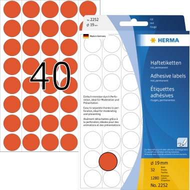 HERMA Markierungspunkt 19 mm 1.280 Etik./Pack. rot Produktbild