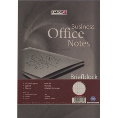 Landré Briefblock Business Office Notes DIN A4 kariert Produktbild pa_produktabbildung_1 L