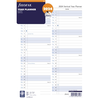 FILOFAX Einlage Kalender DIN A4 2024 Produktbild pa_produktabbildung_1 L