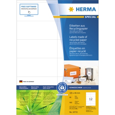 HERMA Universaletikett Recycling 105 x 48 mm (B x H) Produktbild pa_produktabbildung_1 L