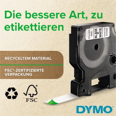 DYMO® Schriftbandkassette D1 9 mm x 7 m (B x L) schwarz transparent Produktbild pi_pikto_6 pi