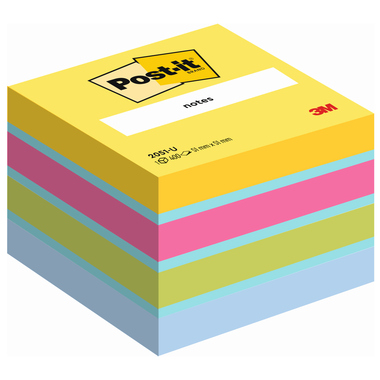 Post-it® Haftnotizwürfel Mini ultragelb, türkis, powerpink, limonengrün, zenblau Produktbild