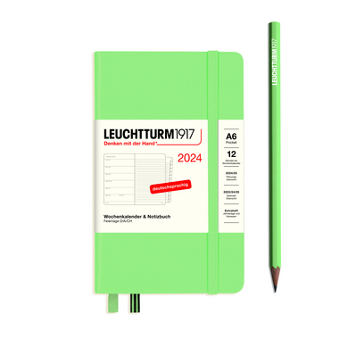 LEUCHTTURM Buchkalender Pocket DIN A6 2024 salbei Produktbild pa_produktabbildung_1 L