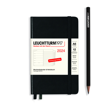 LEUCHTTURM Buchkalender Pocket DIN A6 2024 schwarz Produktbild