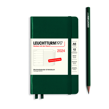 LEUCHTTURM Buchkalender Pocket DIN A6 2024 forest green Produktbild
