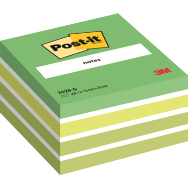 Post-it® Haftnotizwürfel pastellgrün, neongrün, weiß, limonengrün Produktbild