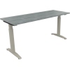 Schreibtisch all in one 1.600 x 650-850 x 600 mm (B x H x T) Flachkufe Quadratrohr beton hell A012536U