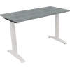 Schreibtisch all in one 1.200 x 650-850 x 600 mm (B x H x T) Flachkufe Quadratrohr beton hell A012541T