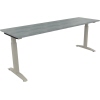 Schreibtisch all in one 2.000 x 650-850 x 600 mm (B x H x T) Flachkufe Quadratrohr beton hell A012542V