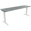 Schreibtisch all in one 2.000 x 650-850 x 600 mm (B x H x T) Flachkufe Quadratrohr beton hell A012542W