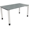Schreibtisch all in one 1.400 x 680-820 x 800 mm (B x H x T) Vierfuß Quadratrohr beton hell A012550B