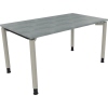 Schreibtisch all in one 1.400 x 680-820 x 800 mm (B x H x T) Vierfuß Rundrohr beton hell A012550L