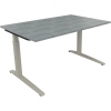 Schreibtisch all in one 1.400 x 650-850 x 900 mm (B x H x T) Flachkufe Quadratrohr beton hell A012552H