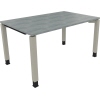 Schreibtisch all in one 1.400 x 680-820 x 900 mm (B x H x T) Vierfuß Quadratrohr beton hell A012552Z