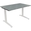 Schreibtisch all in one 1.200 x 650-850 x 800 mm (B x H x T) Flachkufe Quadratrohr beton hell A012560C
