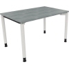 Schreibtisch all in one 1.200 x 680-820 x 800 mm (B x H x T) Vierfuß Rundrohr beton hell A012562C