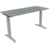 Schreibtisch all in one 1.400 x 650-850 x 600 mm (B x H x T) Flachkufe Quadratrohr beton hell A012564T