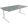 Schreibtisch all in one 1.800 x 650-850 x 1.000 mm (B x H x T) Flachkufe Quadratrohr beton hell A012569D
