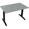 Schreibtisch all in one 1.200 x 650-850 x 700 mm (B x H x T) Flachkufe Quadratrohr beton hell A012596C