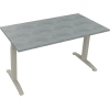 Schreibtisch all in one 1.400 x 650-850 x 700 mm (B x H x T) Flachkufe Quadratrohr beton hell A012599F