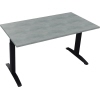 Schreibtisch all in one 1.400 x 650-850 x 700 mm (B x H x T) Flachkufe Quadratrohr beton hell A012599L