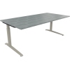 Schreibtisch all in one 2.000 x 650-850 x 1.000 mm (B x H x T) Flachkufe Quadratrohr beton hell A012622N