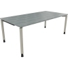Schreibtisch all in one 2.000 x 680-820 x 1.000 mm (B x H x T) Vierfuß Rundrohr beton hell A012623L