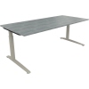 Schreibtisch all in one 2.000 x 650-850 x 900 mm (B x H x T) Flachkufe Quadratrohr beton hell A012623Y