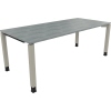 Schreibtisch all in one 2.000 x 680-820 x 900 mm (B x H x T) Vierfuß Quadratrohr beton hell A012624I