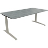 Schreibtisch all in one 1.800 x 650-850 x 900 mm (B x H x T) Flachkufe Quadratrohr beton hell