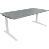 Schreibtisch all in one 1.800 x 650-850 x 900 mm (B x H x T) Flachkufe Quadratrohr beton hell A012625M