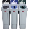 Rubbermaid Abfallsammelsystem SLIM JIM® RECYCLING 3 Sortierfächer schwarz/blau/grün A013022J