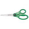 Universalschere mit grünem, ergonomischem Griff aus recyceltem Kunststoff und abgerundeter Klinge.